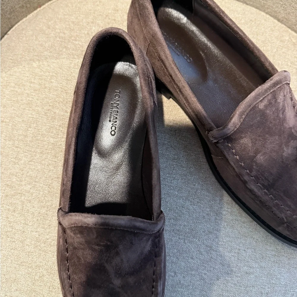 Tony Bianco Brown Suede Loafers - Picture 3 of 6